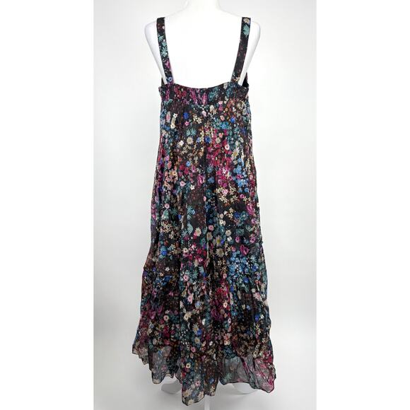 Anthropologie Geisha Designs Floral Organdy Midi Dress Size Medium Sequin Party - Picture 3 of 16